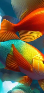 Vibrant tropical fish swimming in ocean hues.