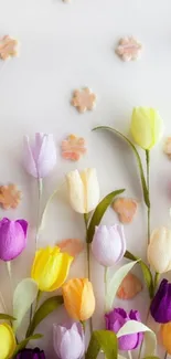 Colorful tulip flower wallpaper with pastel hues.