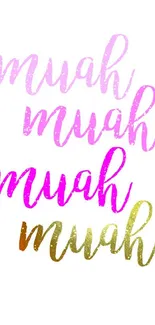 Colorful 'muah' typography with white background.