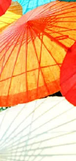 Colorful umbrellas creating an artistic and vibrant mobile wallpaper.