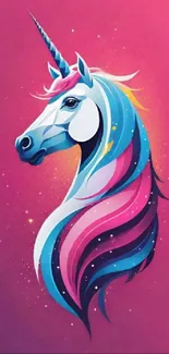 Colorful unicorn art in pink hues with a magical and vibrant design.