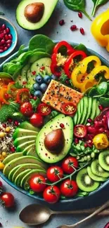 Vibrant vegetable and fruit salad in a bowl.