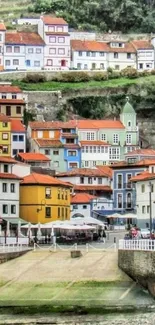 Colorful hillside townscape with vibrant houses.