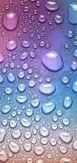 Vibrant droplet wallpaper with rainbow gradient colors and reflective water drops.