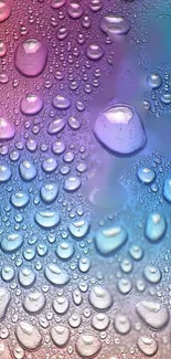 Colorful wallpaper with water droplets in gradient shades.