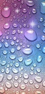 Vibrant multicolored wallpaper with water droplets on a gradient background.