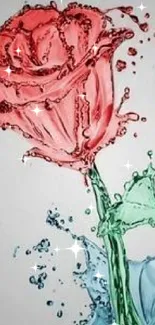 Artistic rose wallpaper with water effects.