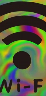 Colorful wallpaper with Wi-Fi icon.