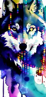 Colorful abstract wolf art wallpaper for mobile.