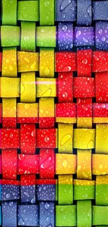 Vibrant woven squares in colorful pattern wallpaper for mobile.