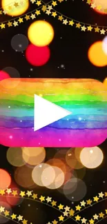 Colorful bokeh wallpaper with YouTube logo and starry accents.