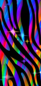 Vibrant colorful zebra stripe pattern wallpaper for mobile.