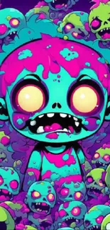 Colorful zombie cartoon art with vibrant colors.