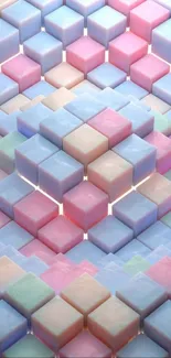 Pastel 3D cube pattern mobile wallpaper