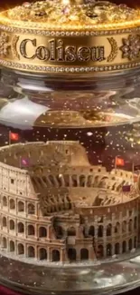 Colosseum encapsulated in a detailed jar design.