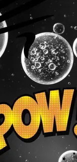 Comic-style wallpaper with 'POW!' and bubbles on a grey background.