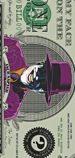 Cartoon villain on dollar bill wallpaper.