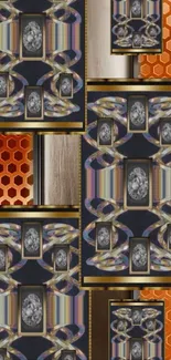 Intricate geometric mobile wallpaper with rich colors.