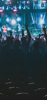 Vibrant concert crowd with colorful stage lights, capturing live music energy.