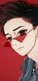 Anime character with red sunglasses.