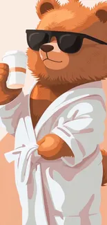 Cartoon bear in sunglasses and robe.