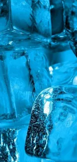 Close-up of blue ice blocks forming a cool, refreshing wallpaper.