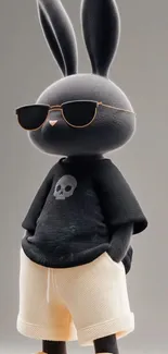 Fashionable bunny with sunglasses in cool outfit.