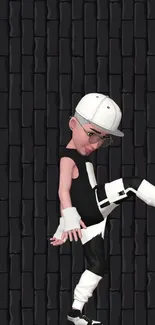 3D character dance animation on black background.