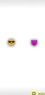 Minimalist wallpaper with sunglasses and devil emoji on a white background.