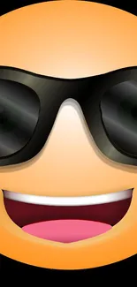 Cool emoji with sunglasses on black background.