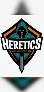 Heretics logo wallpaper with vibrant design in orange and black hues.