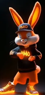 Animated rabbit in stylish attire.