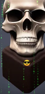 Stylish skull with sunglasses and emoji dark wallpaper.