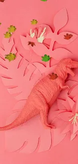 Coral dinosaur in paper art style wallpaper.