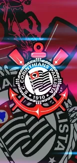 Corinthians Paulista logo on maroon background.