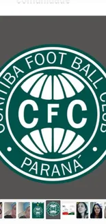 Coritiba Football Club emblem on a gray background.