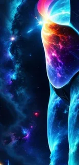 Vibrant cosmic galaxy art wallpaper featuring abstract space design.