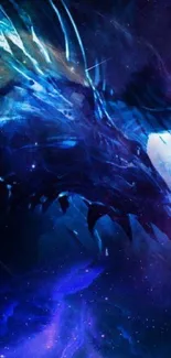 Cosmic dragon artwork with deep blues and vibrant purples.