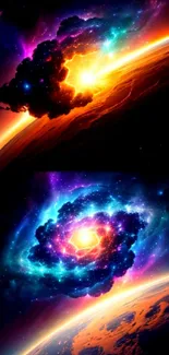 Striking cosmic explosion wallpaper for mobile phones.