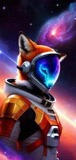 Fox in space suit with galaxy background.