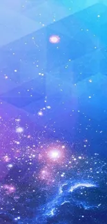 Blue and purple cosmic galaxy wallpaper with stars.