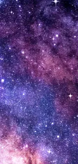 Vivid galaxy wallpaper with stars in space, ideal for mobile screens.