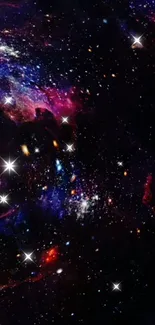 Colorful cosmic galaxy wallpaper with stars.