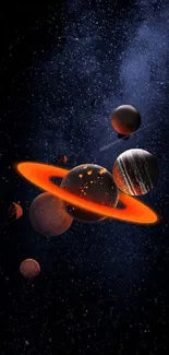 Vivid cosmic wallpaper with planets and stars in deep space.