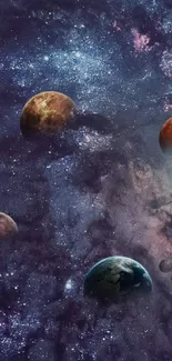 Galaxy wallpaper with planets and stars.