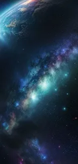 Galaxy and nebula mobile wallpaper with cosmic space theme.