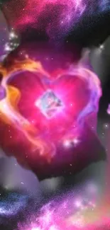 Vivid cosmic heart in galaxy wallpaper design.