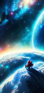 Stunning cosmic journey wallpaper with vibrant space scene.