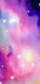 Cosmic nebula wallpaper with colorful galaxies and stars.