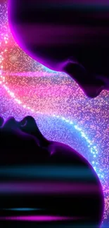 Colorful cosmic neon silhouette wallpaper for mobile display.